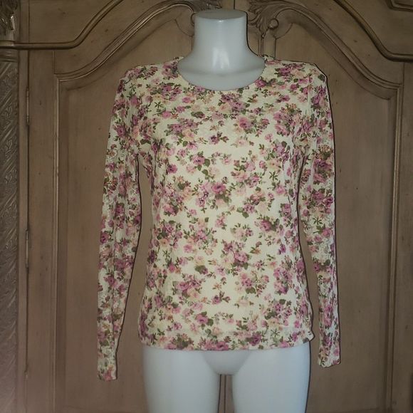 Floral Long Sleeve Top. Runs small. No stretch. NWOT - Picture 1 of 8